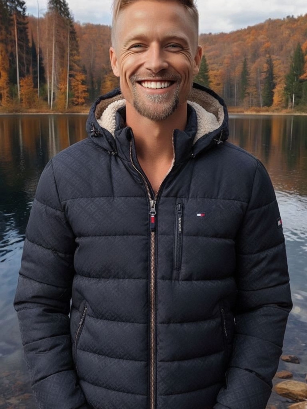 Tommy Hilfiger Puffer Jacket with Sherpa Lined Hood